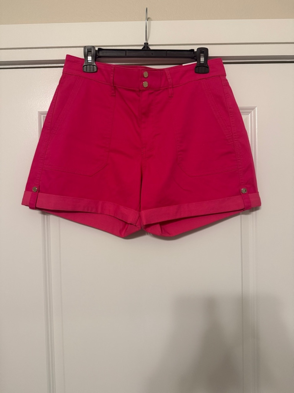 White House Black Market Bright Pink Roll-Cuff Bermuda Shorts